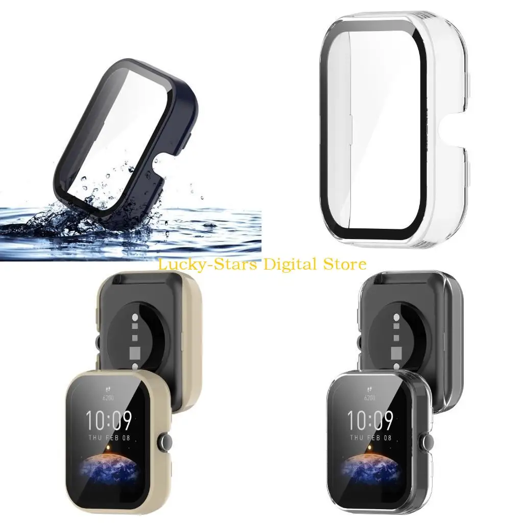 

T3EE для Watch Protective для корпуса с заменой смягченной пленки для AmaMfitBip U/для поп -бамперного покрытия Полное для