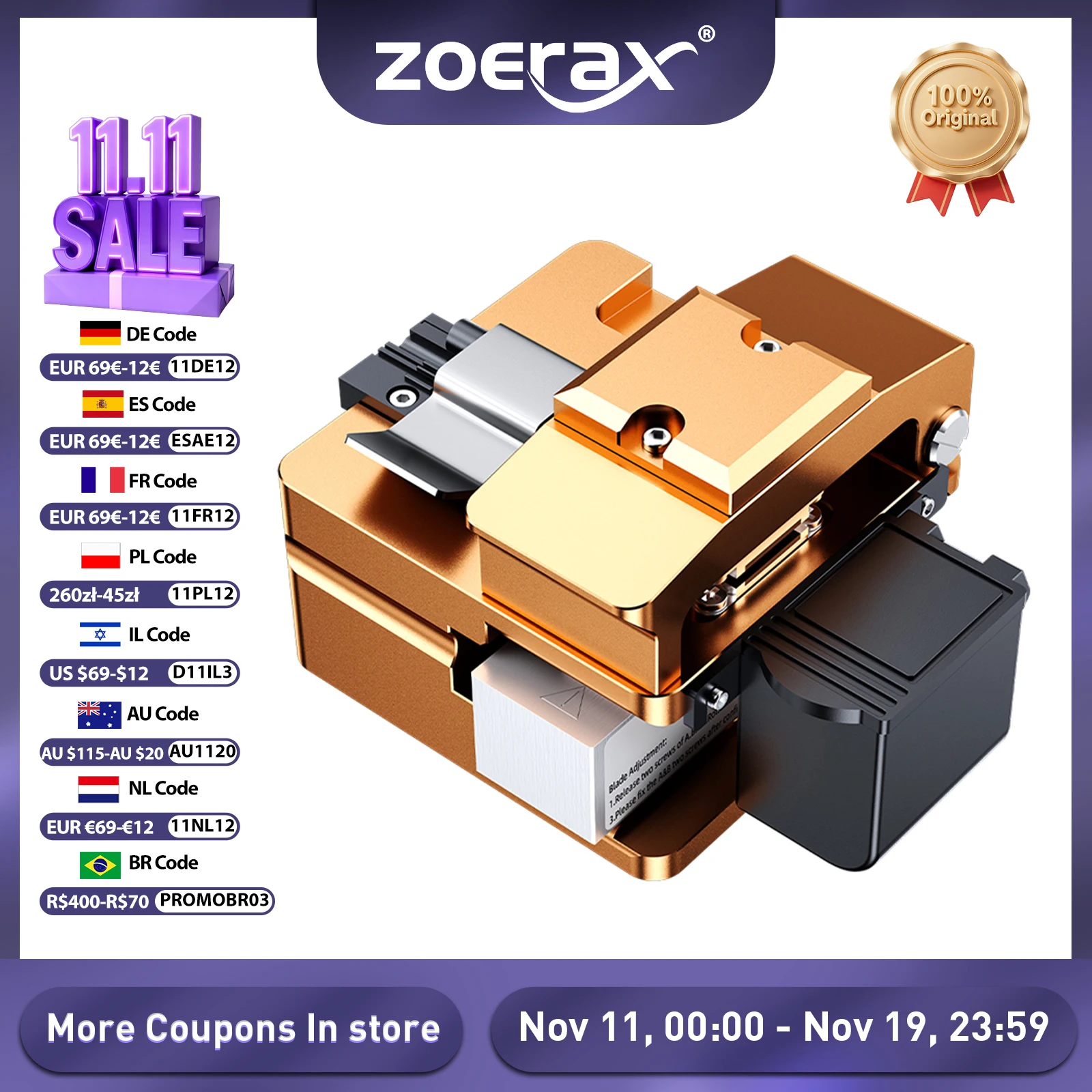 ZoeRax 광섬유 절단기 라이트 광섬유 융합 접속기 절단 칼 섬유 절단기 고정밀