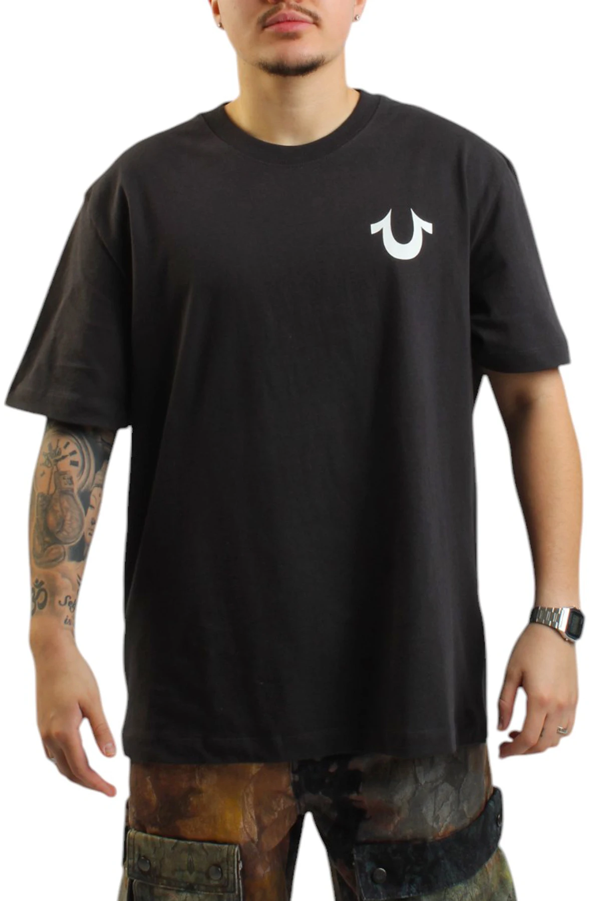 TRUE RELIGION Applique Blazing Tour T-shirt Black 108675-PHNT  ---  High-end Luxury Is for Both Men and Women Top Y2k