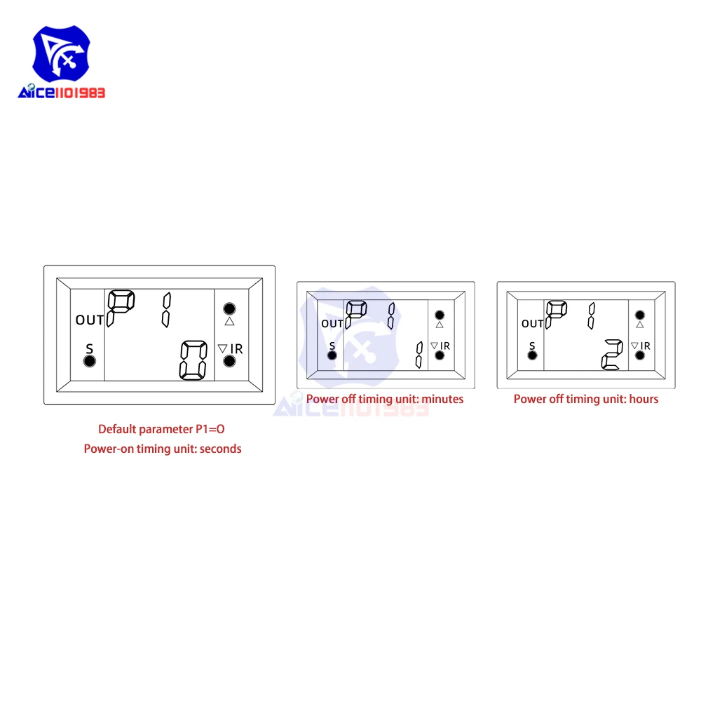T2401-O/N DC 12V Zeitrelais-Modul mit Verzögerung, Dual-Display Digital-Zeitrelais, Direkt-/Passiv-Ausgang, Mini-LED-Digital-Timer – Detail 6
