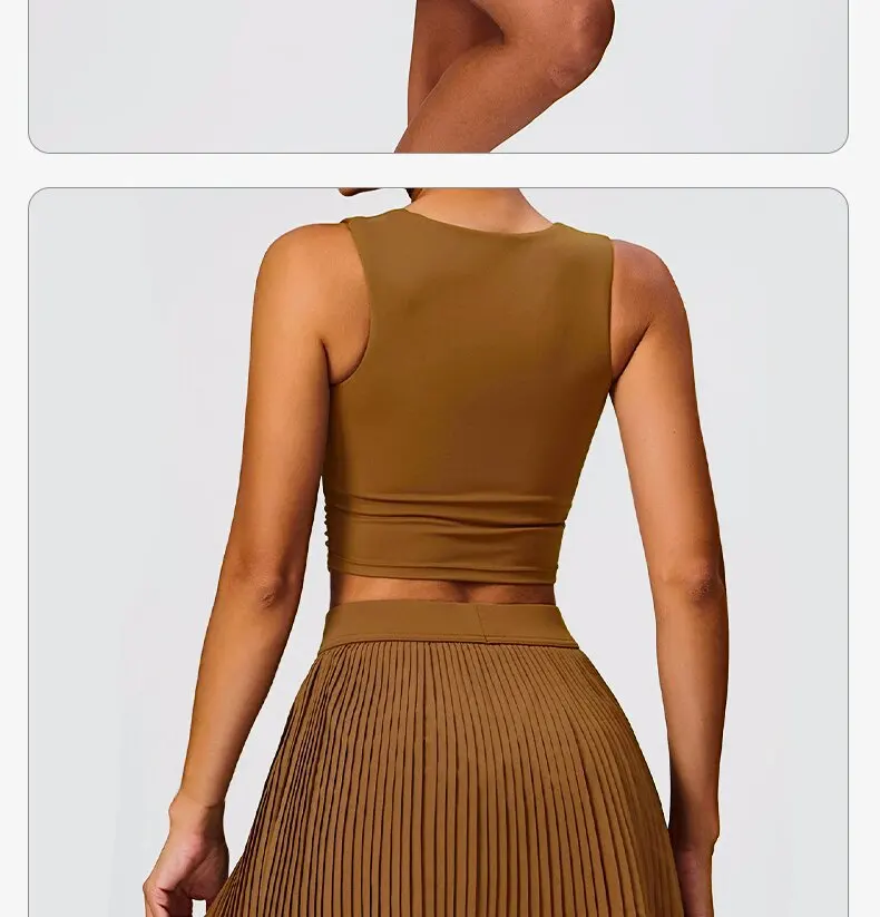 Damen 2-teiliger Yoga-Sportrock mit hoher Taille, Hüftstraffung, Schlankheits-Effekt, Sonnenschutz, Tennis-Skort, Outdoor-Fitness-Workout-Hose – Detail 7