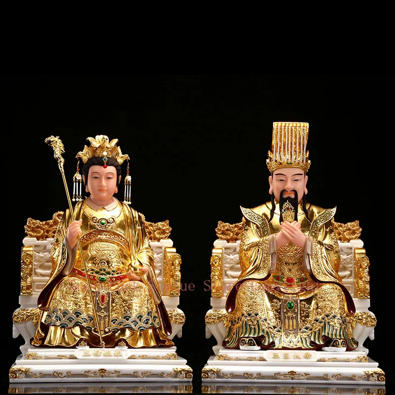 

A set 2P high grade jade gold plated YU HUANG DADI Buddha statue HOME shrine Patron saint bless family Safety Health GOOD LOOK