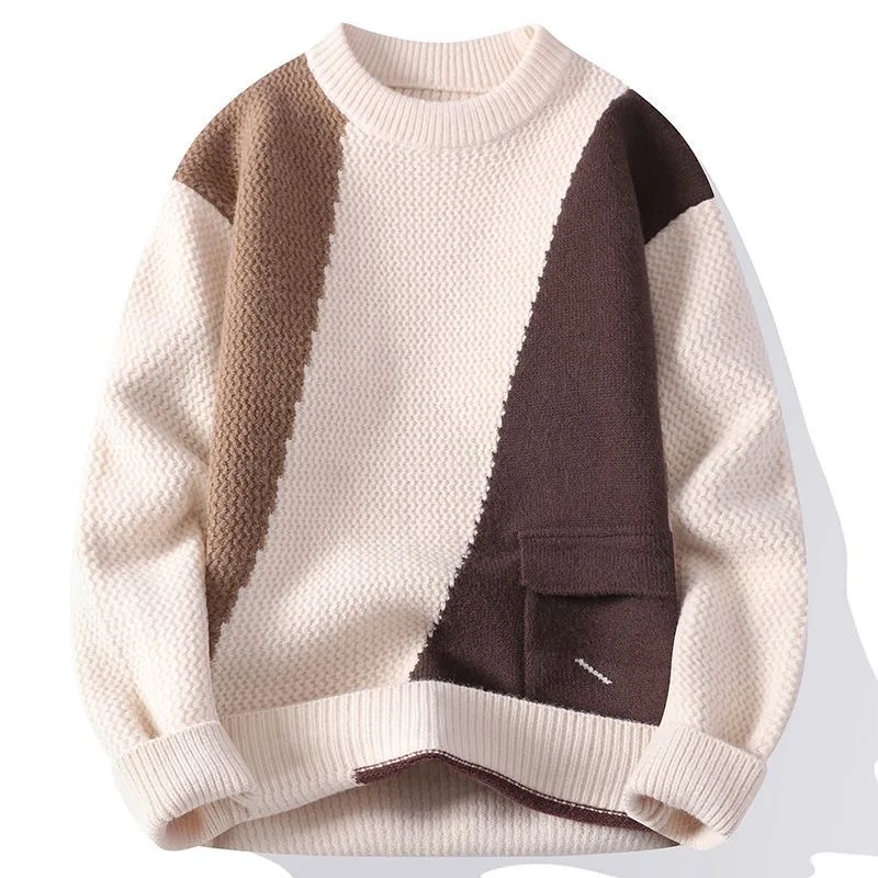 New Autumn/Winter Fashion Trendy Thickened Warm Round Neck Knitwear Men's Casual Loose Sports High-Quality Sweater M-4XL