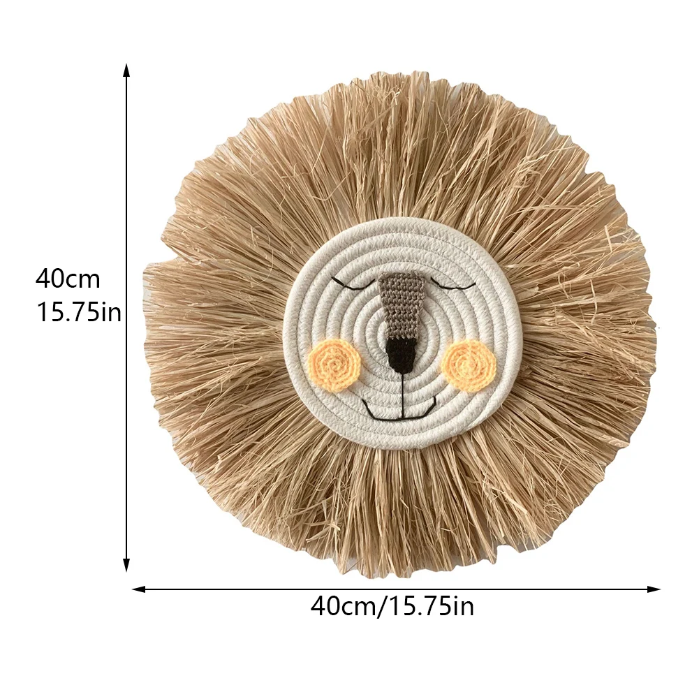 ライオンの壁の装飾,漫画の虹の形をした手作りの装飾,綿の糸のセット,動物の頭の飾り,子供部屋