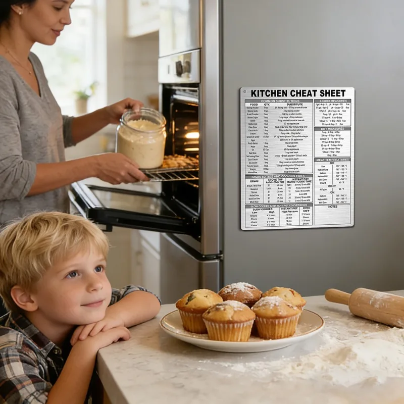 Kitchen Conversion Magnetic Sticker Fridge Mounted Measuring Guide Metal Kitchen Helper for Daily Cooking Use