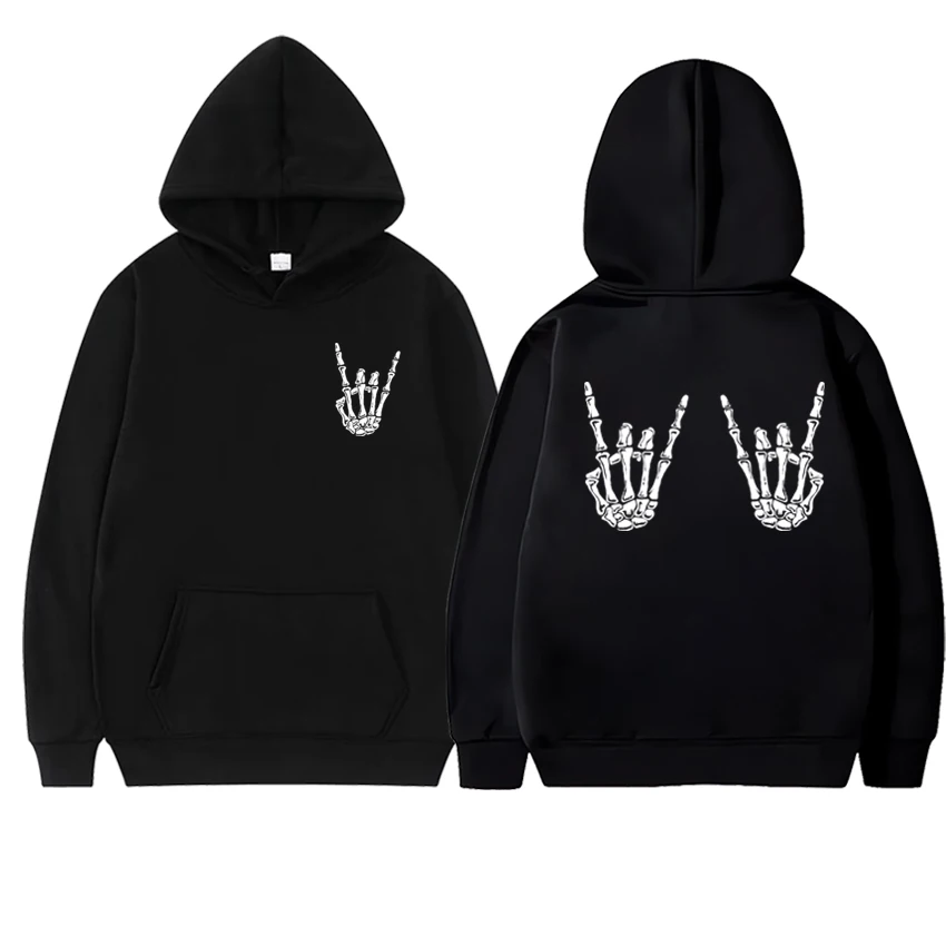

Gothic Halloween Skull Double Sided printed streetwear Hoodie Unisex harajuku punk Sweatshirt Men women Fleece Casual pullover