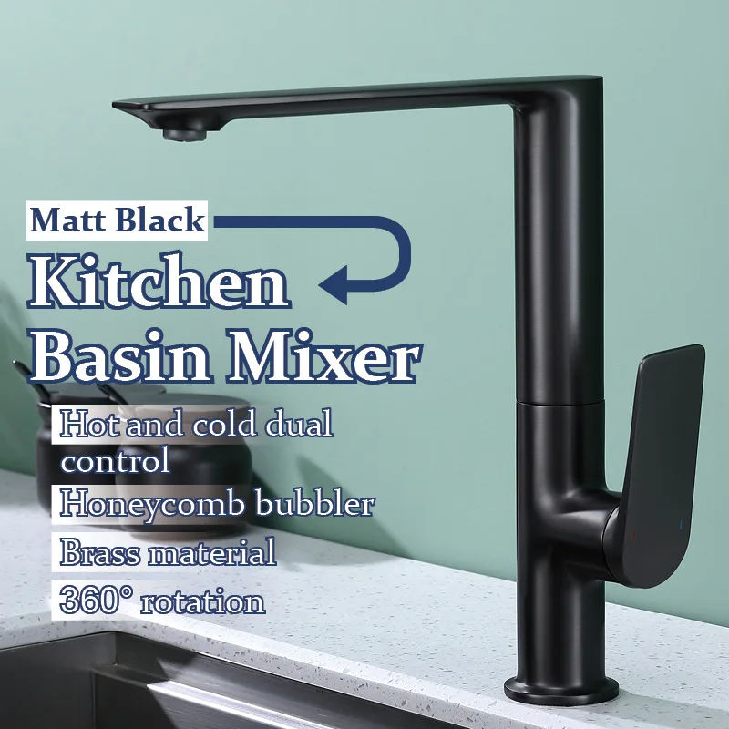 

Смеситель для кухни 360° ° Вращающийся смеситель с латунным корпусом, металлический серый смеситель для горячей и холодной воды для ванной комнаты, высокое давление воды