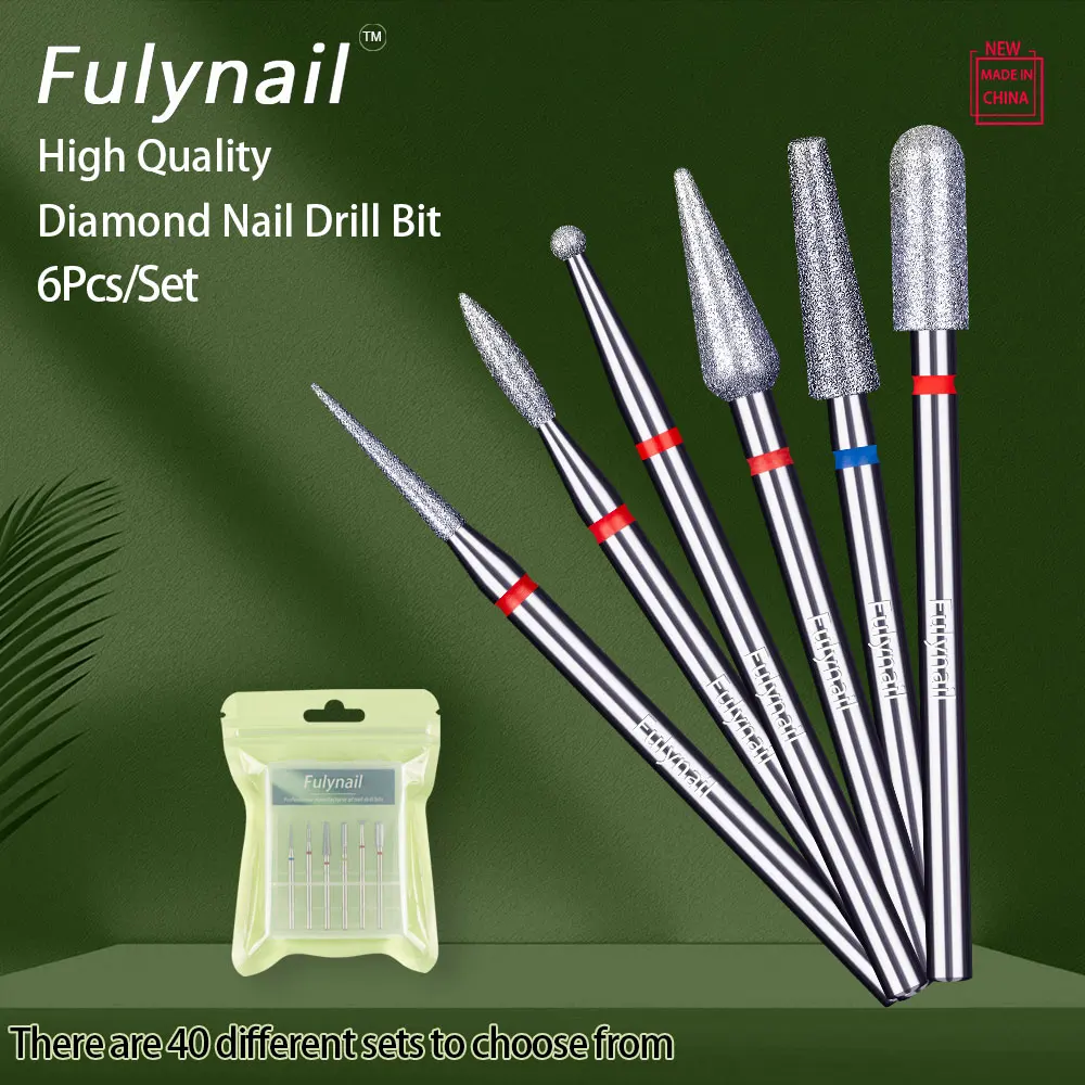

6Pcs/Set Diamond Nail Drill Bit Manicure Burr Cuticle Dead skin Clean Electric Milling Cutters Manicure Drill Accessory
