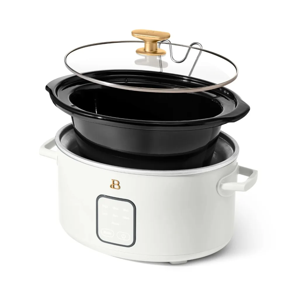 7 Colors 2025 New Beautiful 4Qt Slow Cooker with Touch-Activated Display, White Icing By Drew Barrymore