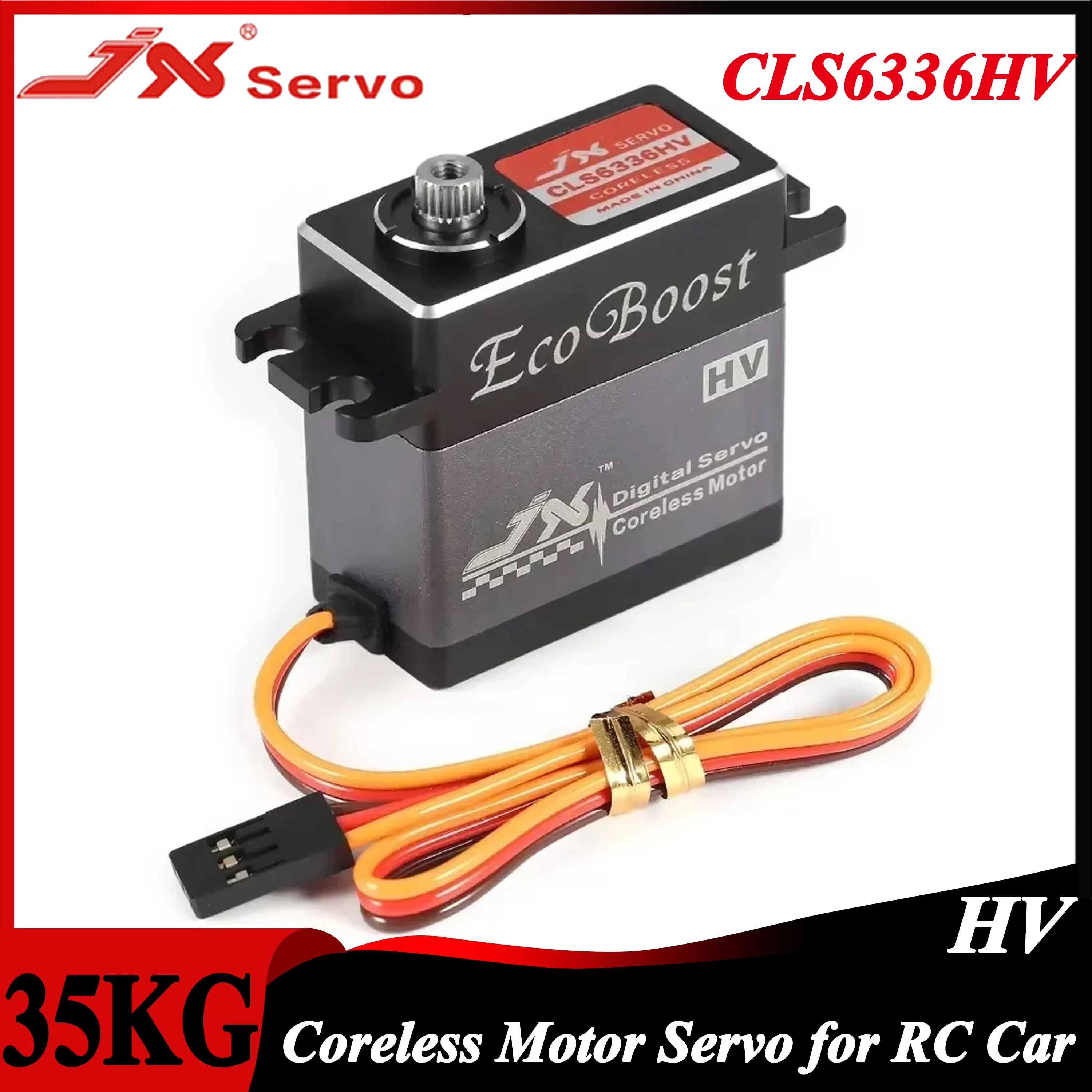 JX CLS6336HV 35KG Coreless Motor HV Metal Gear 180° Aluminum Shell Servo for 1/8 RC Car Fixed-wing Airplane Helicopter Aircraft