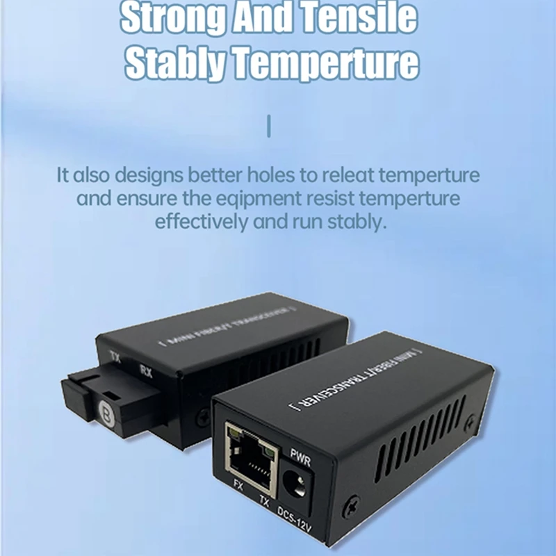 10/100M Mini Fiber Media Converter Single Mode 155Mbps Fiber Optical Transceiver Black EU-Plug 1Set