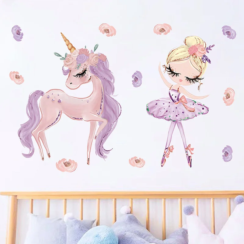 Fairy Unicorn Star Wall Stickers for Kids Rooms Girls Baby Room Bedroom Decor room decor pegatinas de pared