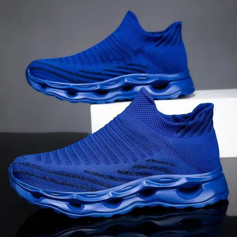 Men Spring Autumn New Big Size Air Mesh Casual Sneakers Lovers Thick Sole Round Toe Lightweight Slip On Running shoes Sock Shoes