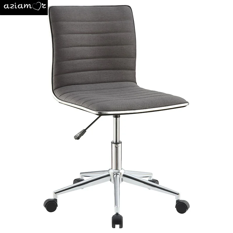 Grey and Chrome Armless Office Chair with Casters On-Site