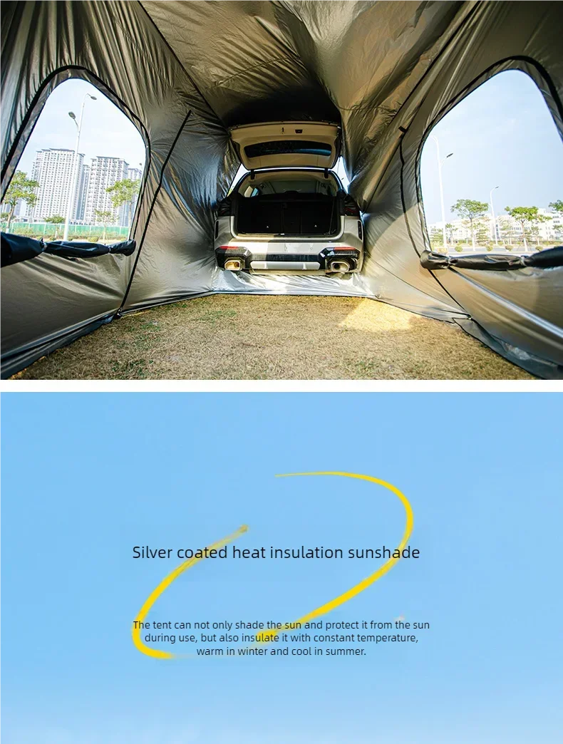 Universelles SUV-Campingzelt mit Geräumigem Vordach Wasserdichtes Autozelt Einfacher Aufbau für Backpacking Reisen Outdoor Auto-Heckzelt – Detail 3