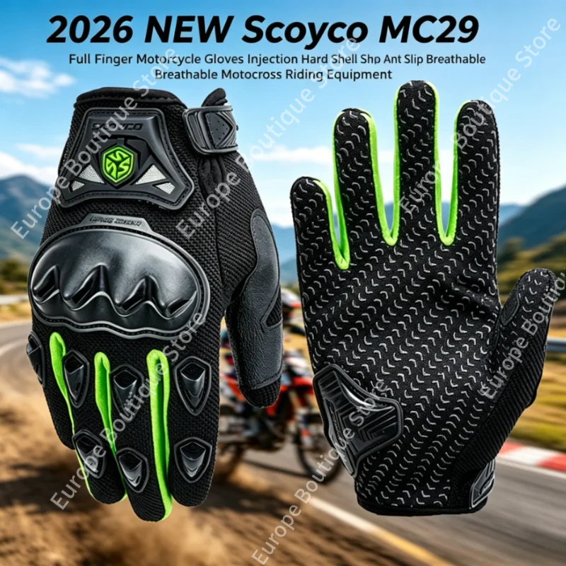 

2026 NEW Scoyco MC29 Full Finger Motocross Gloves Injection Hard Shell Anti Slip Breathable Motorcycle Riding Equipment