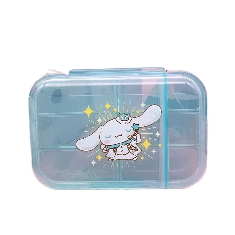 Sanrio HelloKitty Kuromi Melody Pill Storage Box Cute Portable Mini Cosmetic Case Dustproof Flip Cover Sealed Girls Holiday Gift