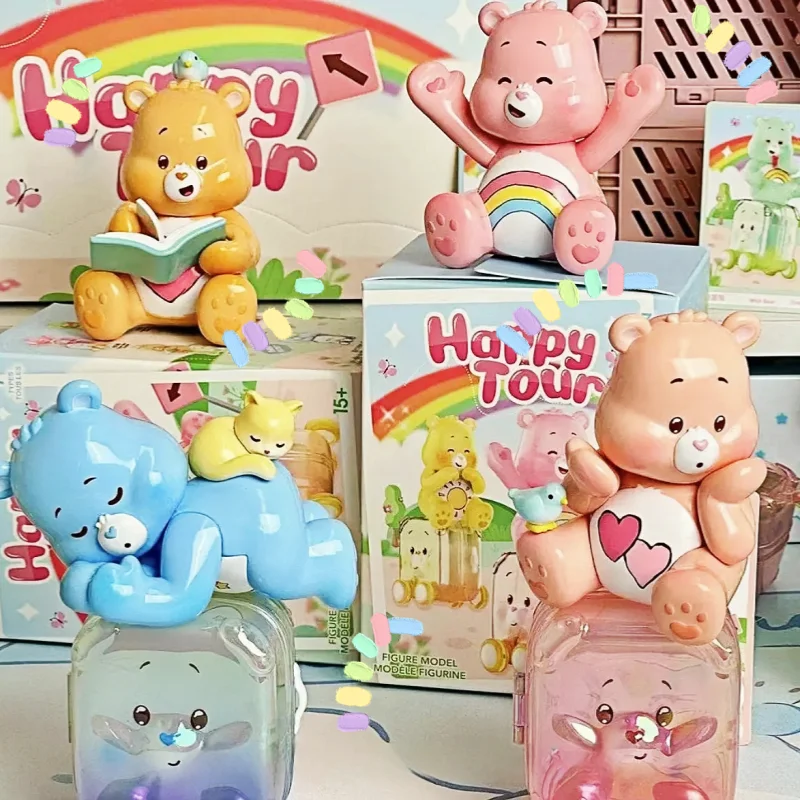 

Лидер продаж Happy Tour Series Care Bear, коллекция мультяшных медведей, милые куклы, настольные игрушки, аниме-фигурки, модель багажника, подарок на день рождения для ребенка