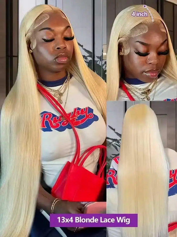 CHEAP 40 42 Inch 613 Blond Straight Human Hair Wigs 13x4 13x6 HD Lace Frontal Wigs Remy Honey Blond Bone Straight Lace Front Wig image 5