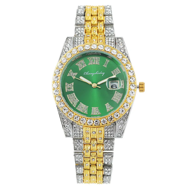 Women Quartz Watch Full Diamond Roman Pattern Calendar Fashion Female Wristwatch Luxury Trendy Ladies Watch Daily Wear Girl Gift