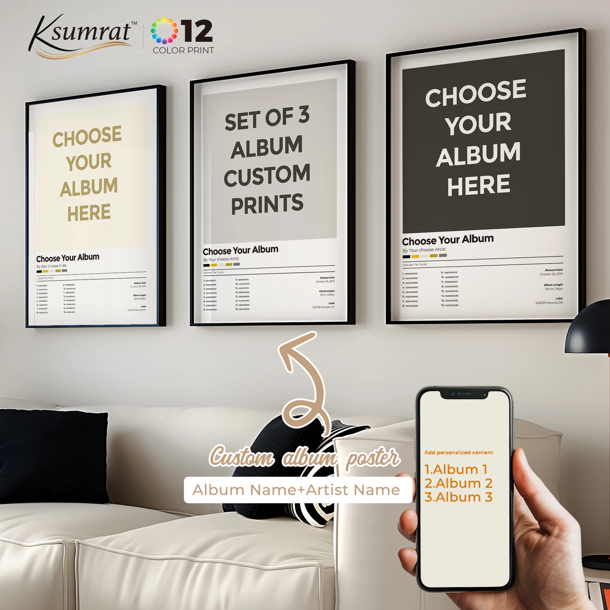 

3pcs/Set Custom Album Music Cover Wall Art Personalised Song Print Picture Poster Canvas For Living Room Bedroom Room Home Decor