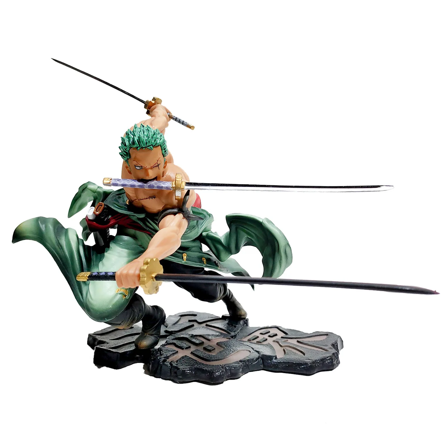 High-quality triple-sword anime character,manga and anime statue,articulated PVC figure,home decor ornament,desk accessory