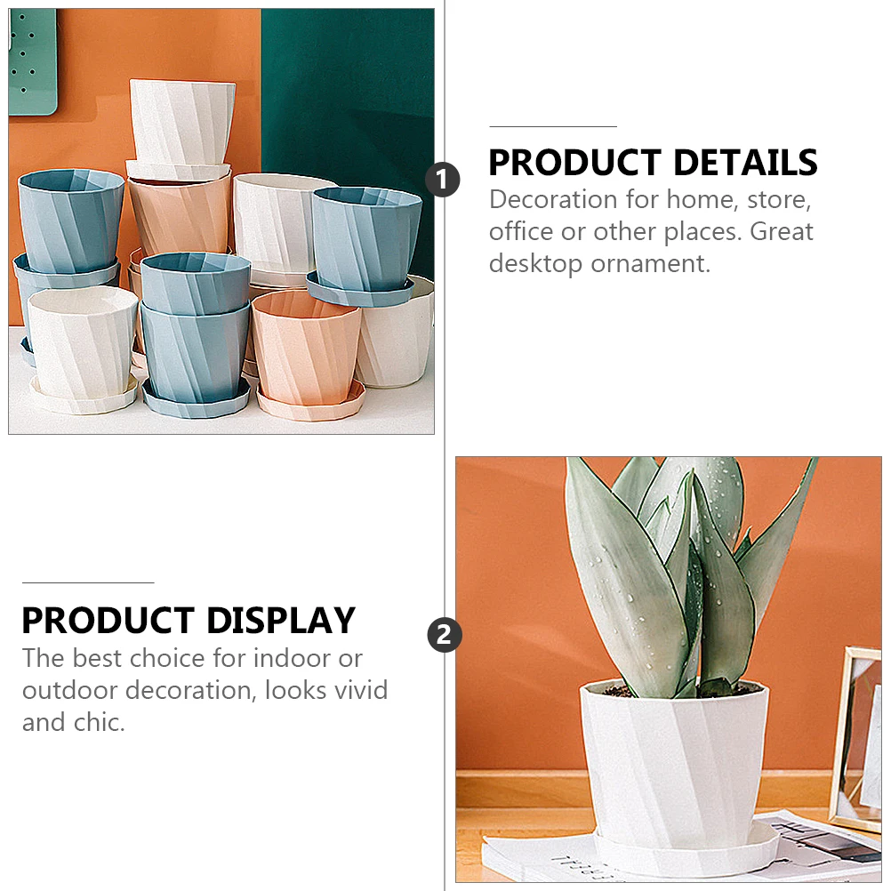 

4 Pcs Succulent Flower Pot Home Office Decor PP Material Durable Plastic Planter Set Household Gardening Christmas Ornament