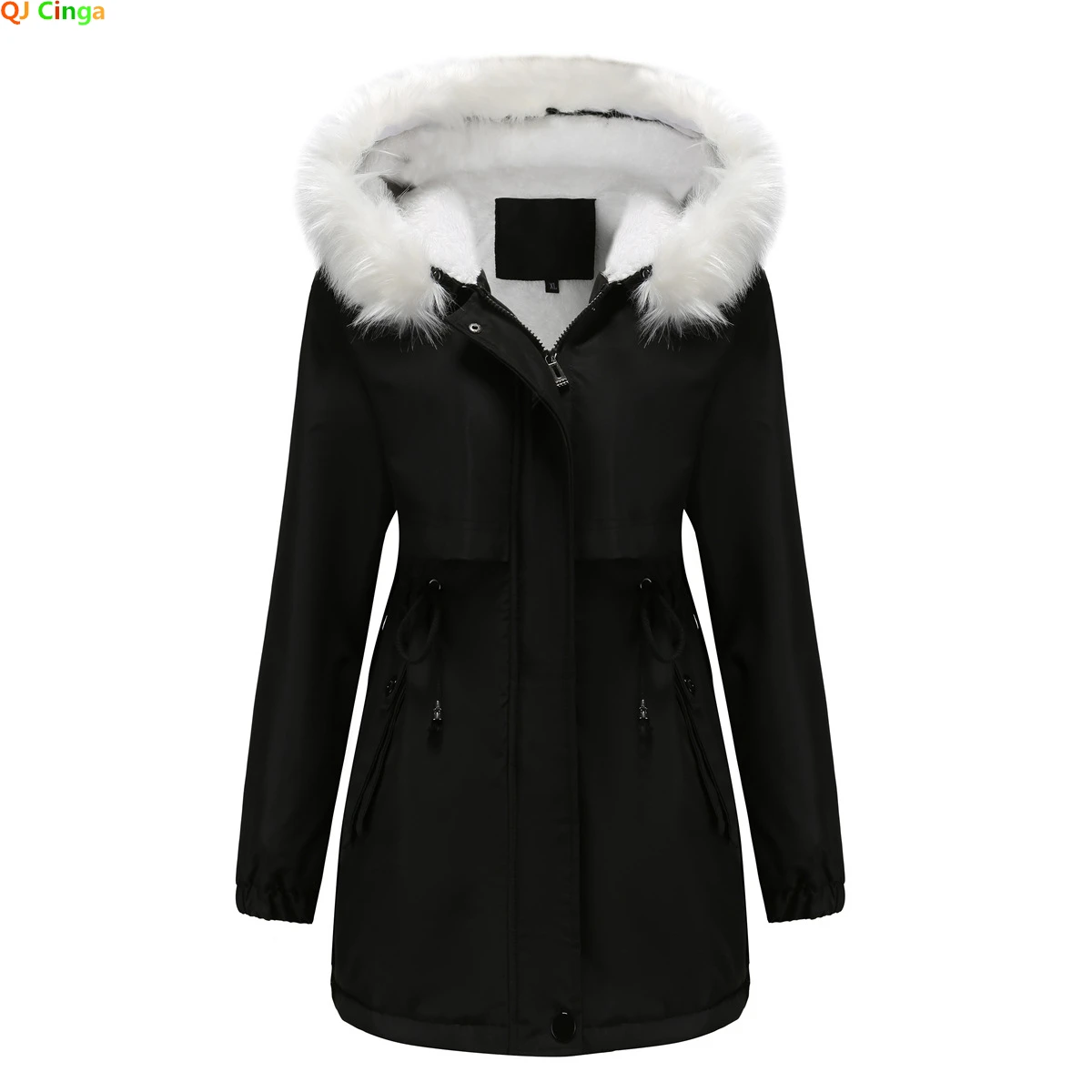 Winter New Parkas Long Jacket Women\'s Black Hooded Long Coats Fashion Warm Overcoat Women Outerwear