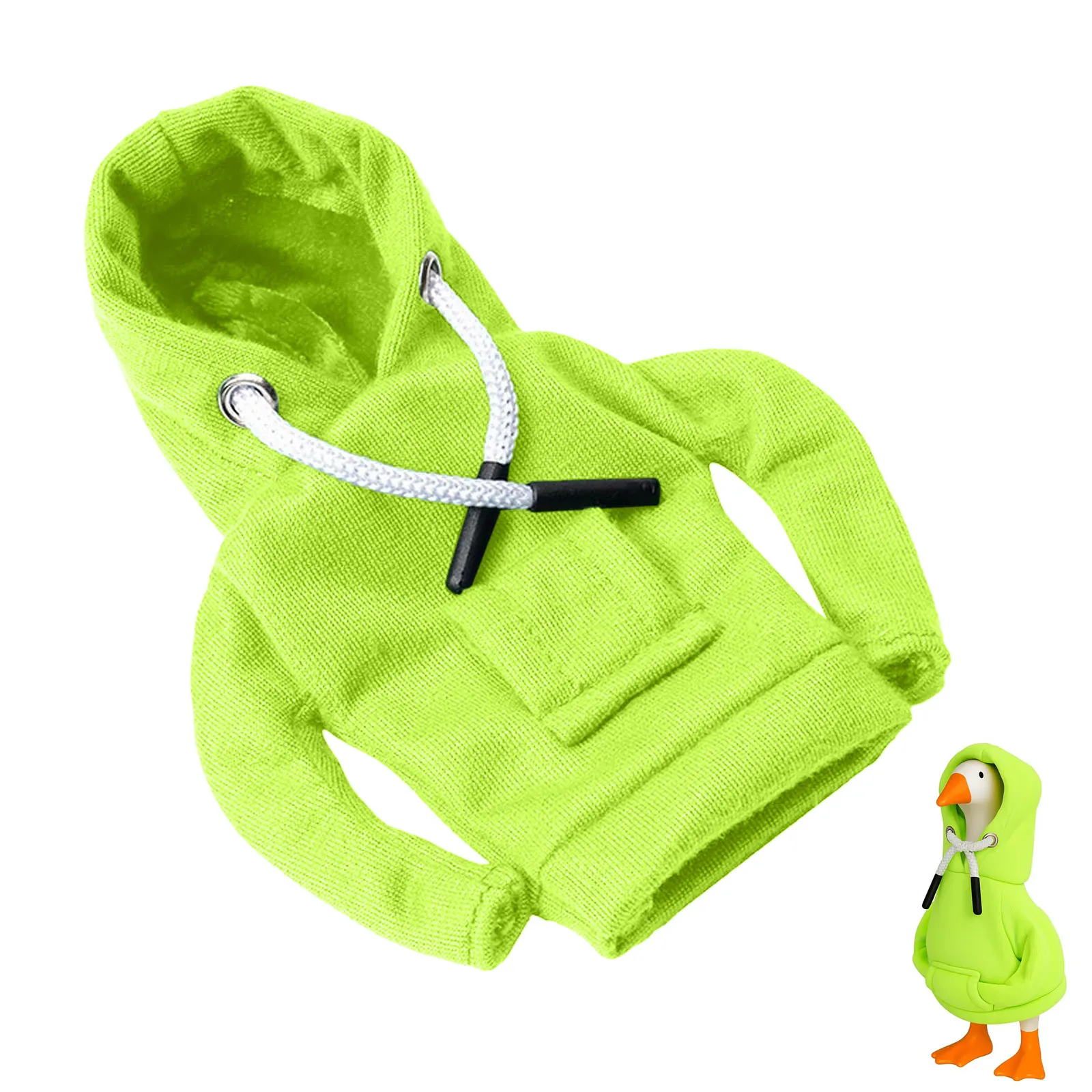 Felpa con cappuccio da scrivania da 7 pollici con statua d'oca, felpa con cappuccio in miniatura con vestiti con coulisse per la decorazione della tavola d'oca da tavolo