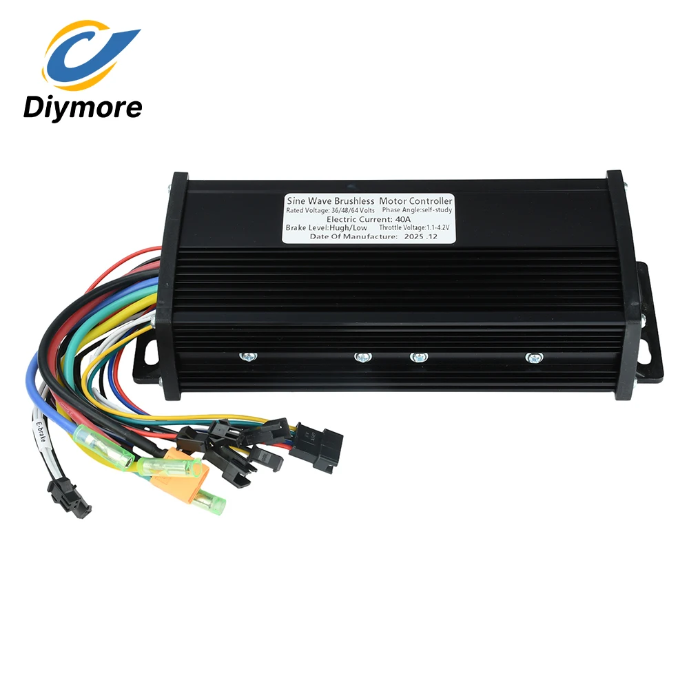 36V 48V 60V 40A Brushless Electric Vehicle Controller 1000-2000W Sine Wave Triple-Mode Electric Bicycle Waterproof Design