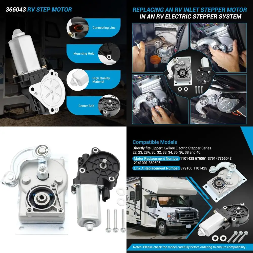 

676061 RV Steps Motor Kit for Lippert Kwikee Electric Steps, Gear Box Linkage with A Replace 366043 379160 1101428 2141001 37914