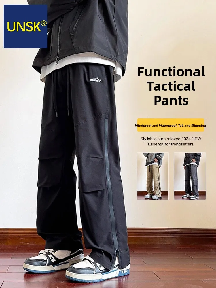 

Summer Waterproof Men's Loose Straight Leg Thin American Functional Workwear Casual Long Pants Mountain Climbing Trousers