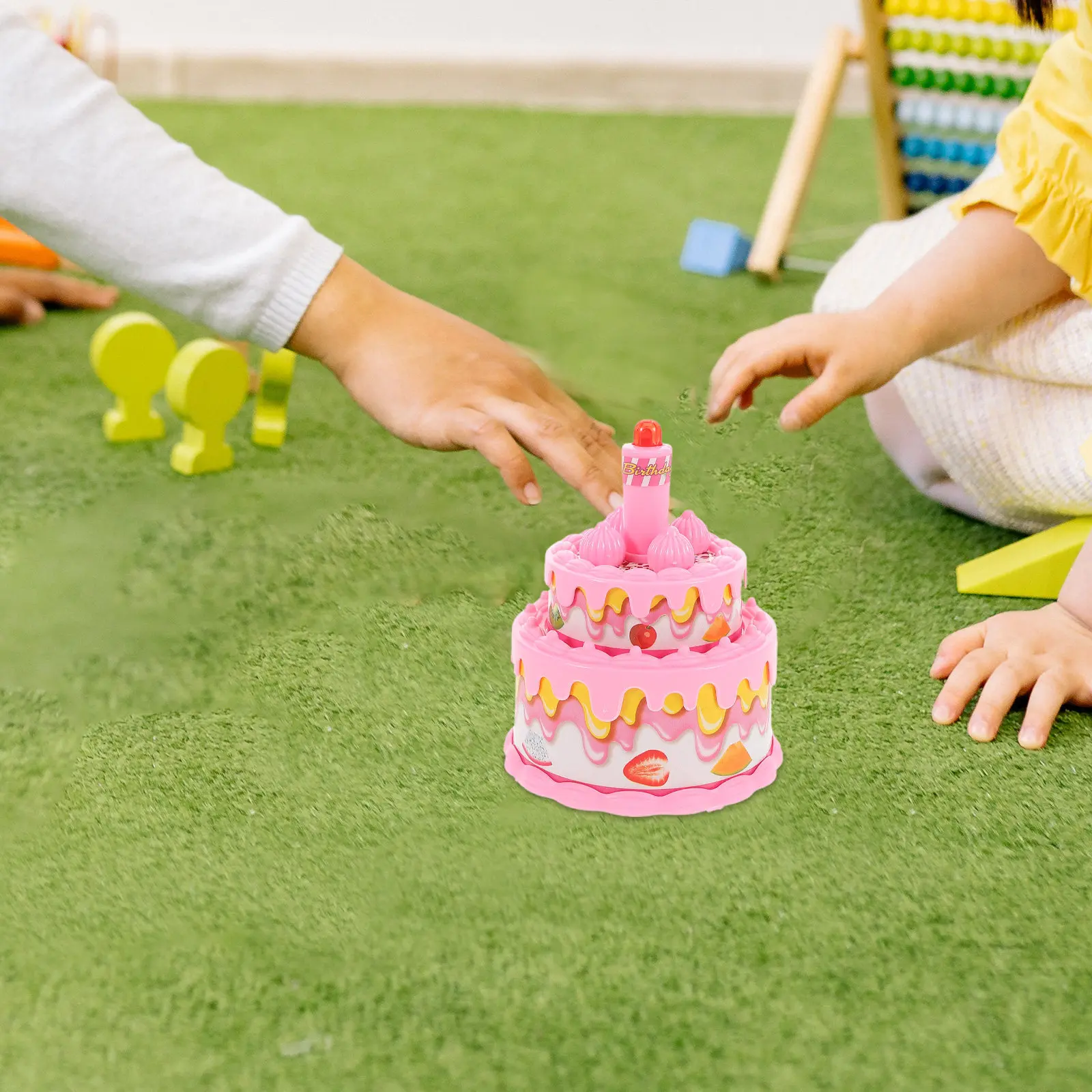 Multifunctional Birthday Cake Light Music Pretend Play Small Cake Kids Playing House Fun Simulation Playing House Toys