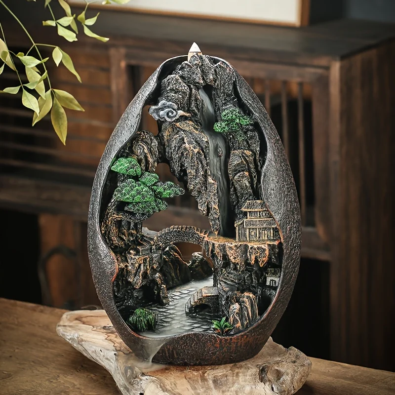 

Backflow Incense Burner, Resin Indoor Incense Burner, Handicraft Decoration, Mountain Flowing Water Backflow Watch Large