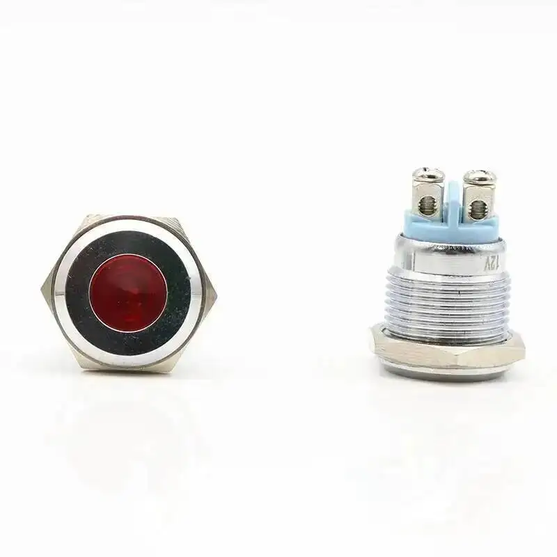 12mm Metal Indicator Button Waterproof LED Power Signal Light Red Green Yellow Blue White 6V24V220V AC/DC Universal