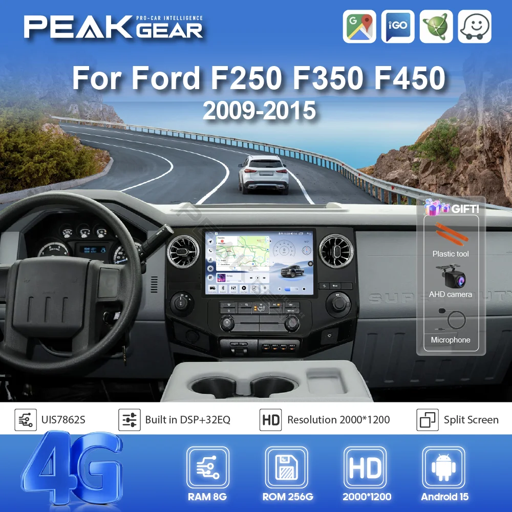 13.1inch Car Multimedia Video Player For Ford F250 F350 F450 2009-2015 GPS Navigation wireless Android auto Carplay 4G wifi 360