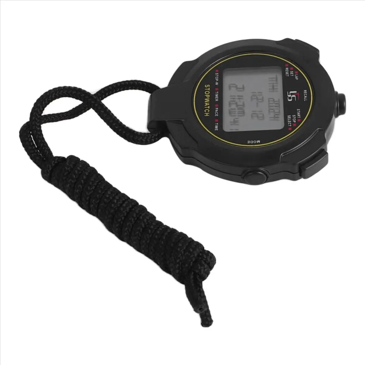 ABME New Digital Sports Stopwatch, 10Lap /Split Memory Stopwatch Count Down Timer, Large Display Waterproof 12/24 Hour Clock