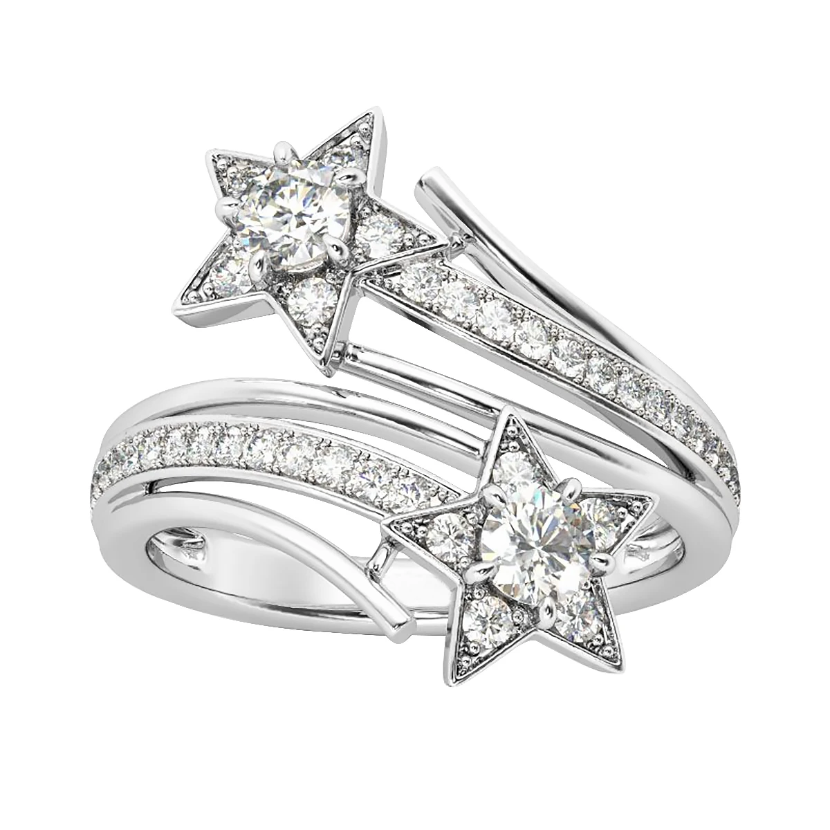 Trendige 18K Roségold Stern-Blumen Moissanit-Ringe für Frauen 925 Silber Wasserdichter Schmuck mit Zertifikat, bestanden den Diamanttester. – Detail 6