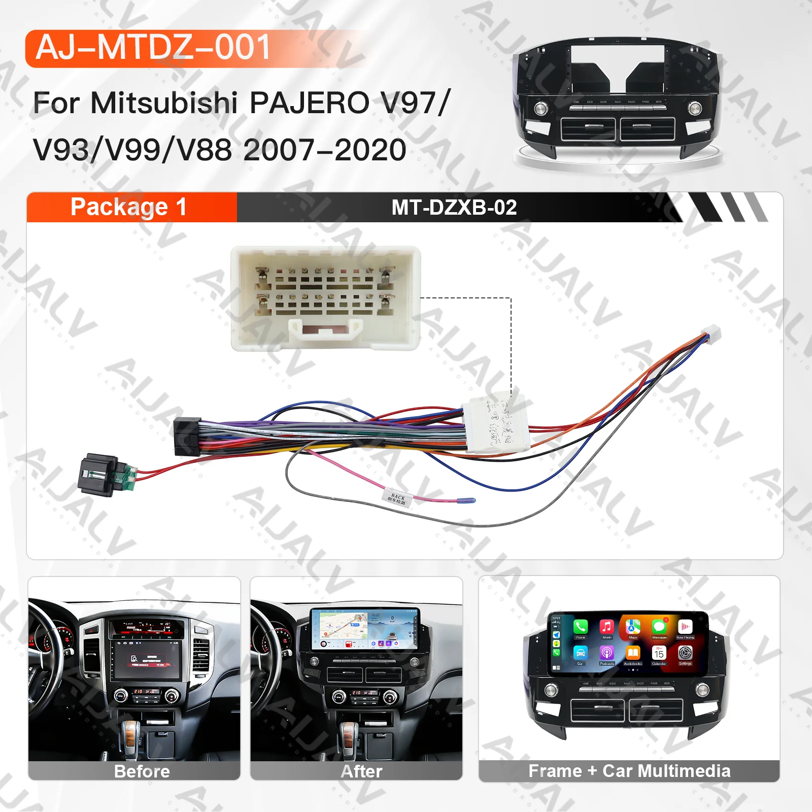Aijia Factory 12.3inch Complete Dashboard Set for Mitsubishi Pajero V97/V93/V99/V88 2007-2020 Car Center Control Big Screen