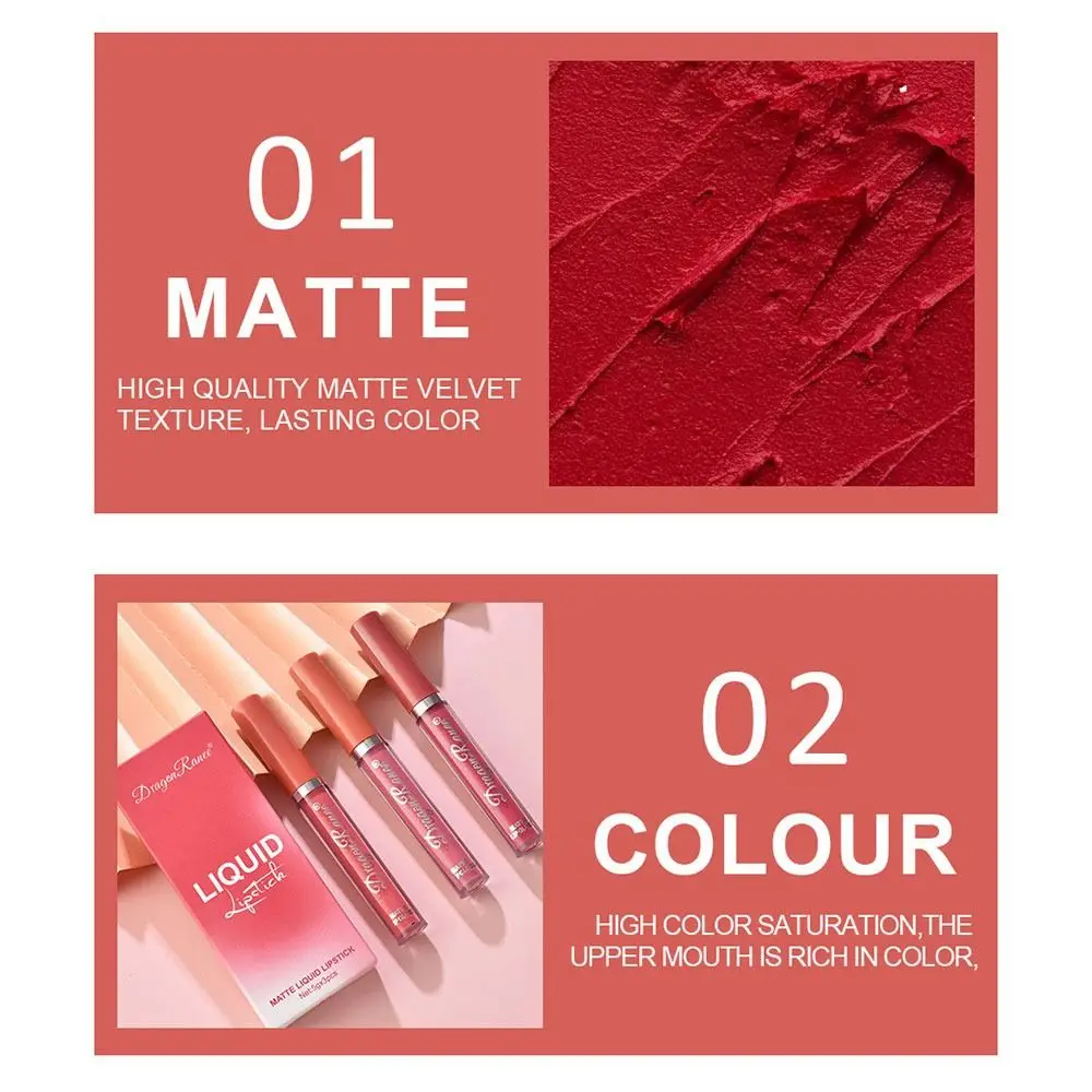 3 Stuks Nieuwe Schoonheid Waterdichte Lipgloss Matte Gloss Lippenstift Dames Lippenstift Fluwelen Lip Glazuur