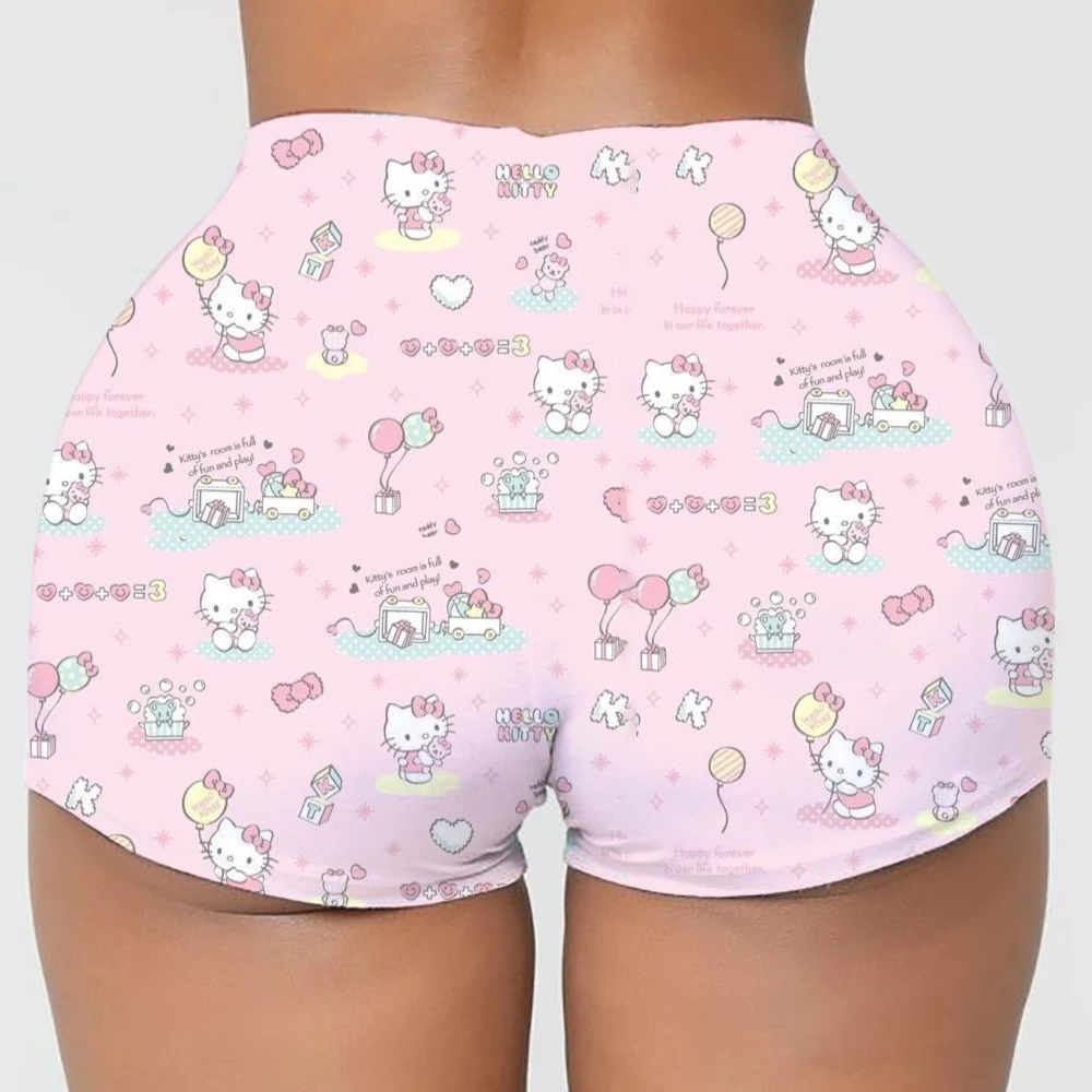 Pantaloncini da allenamento per motociclisti da pallavolo personalizzati Hello Kitty Cat Anime Cartoon per pantaloncini da yoga per palestra atletica da donna