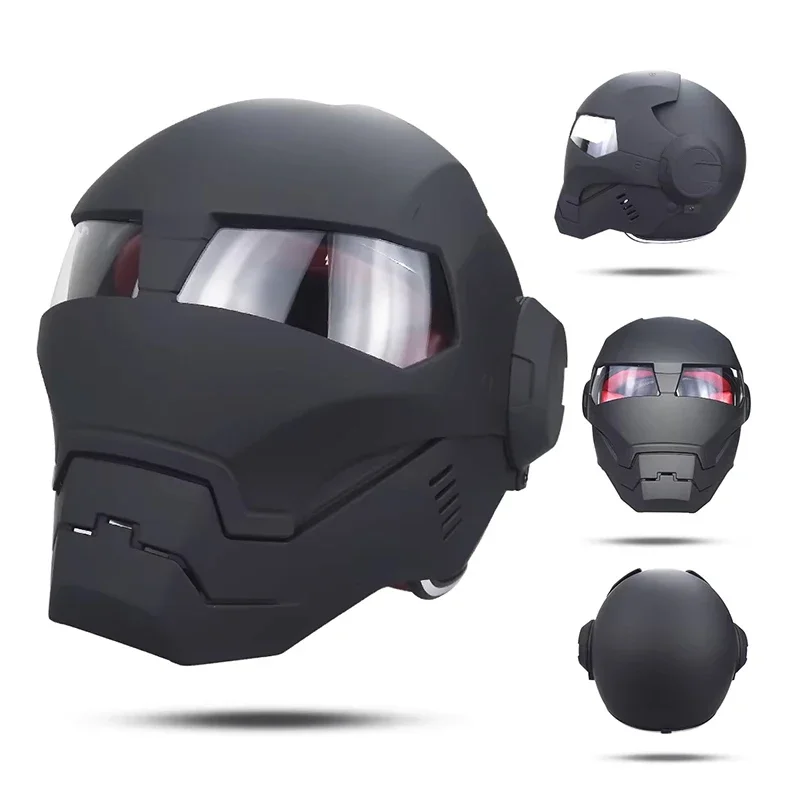 خوذة دراجة نارية كلاسيكية كاملة الوجه من ترانسفورمرز - تصميم عتيق قابل للطي للرجال - معدات ركوب جرافيك خفيفة الوزن