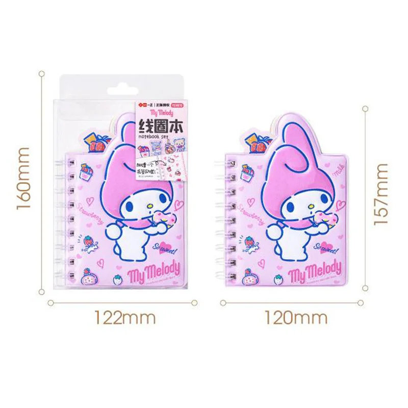 4pcs/lot Sanrio Kuromi Melody Cinnamoroll Coil Notebook Cute Portable Note Book Diary Planner Stationery Gift School Supplies