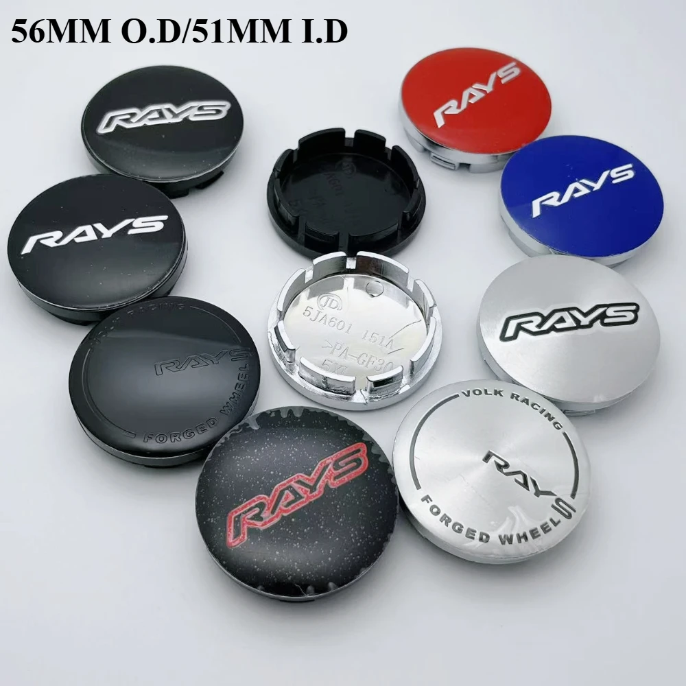 

4pcs/Set O.D 56MM (I.D 51MM) Rays Logo Emblem Car Wheel Center Caps Replace Fashion Car Wheels Hub Rim Hubcaps Cover Accessories