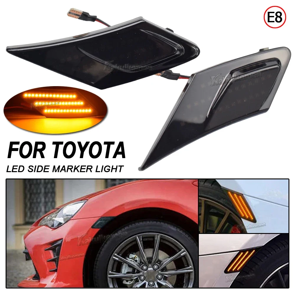 2Pieces Dynamic LED Side Marker Lights Flowing Turn Signal Light Blinker Fit For Toyota FT86 GT86 Scion FR-S Subaru BRZ 2012-20