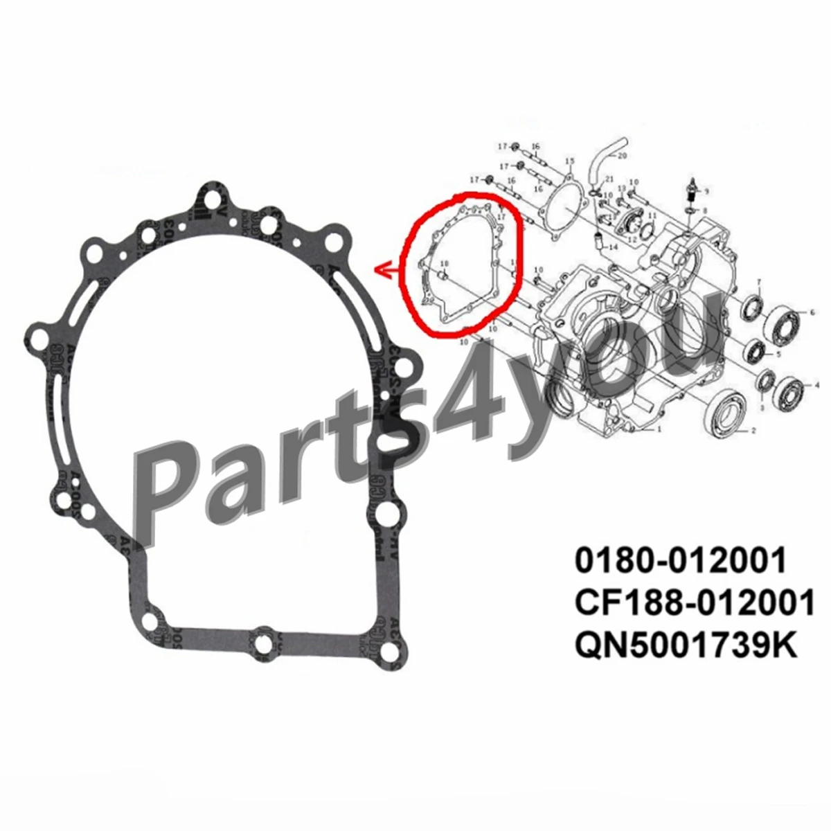 

Корпус CVT прокладка 1 для CFmoto CF188 CF196 CF500 CF600 X5 X6 U6 500 600 ATV 0180-012001 CF188-012001 Go WTMOTORS QN5001739K