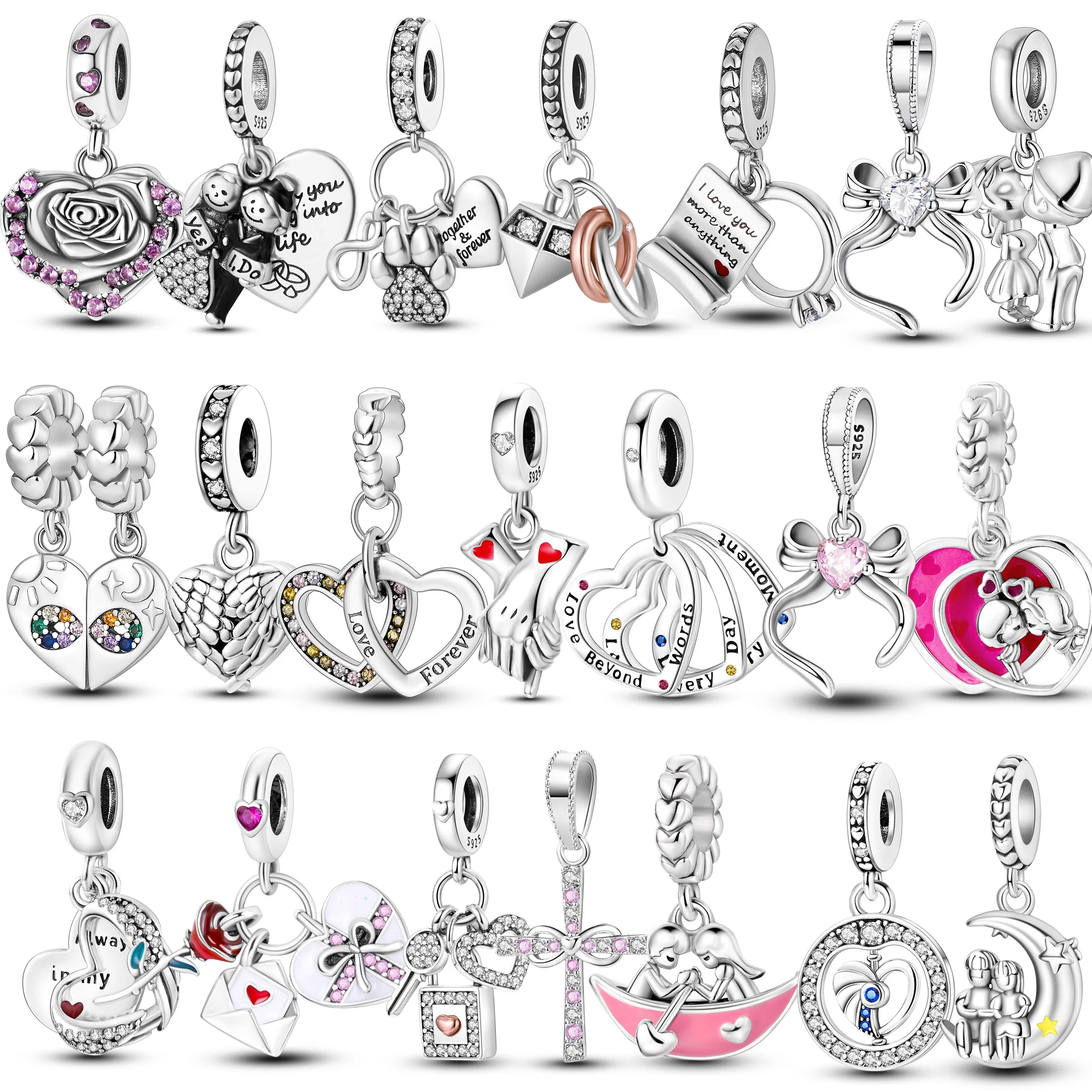 Charms 925 Sterling Silver Infinite Love & Friendship Beads Pendent Jewelry Fits 925 Original Bracelet Diy Gift For Women