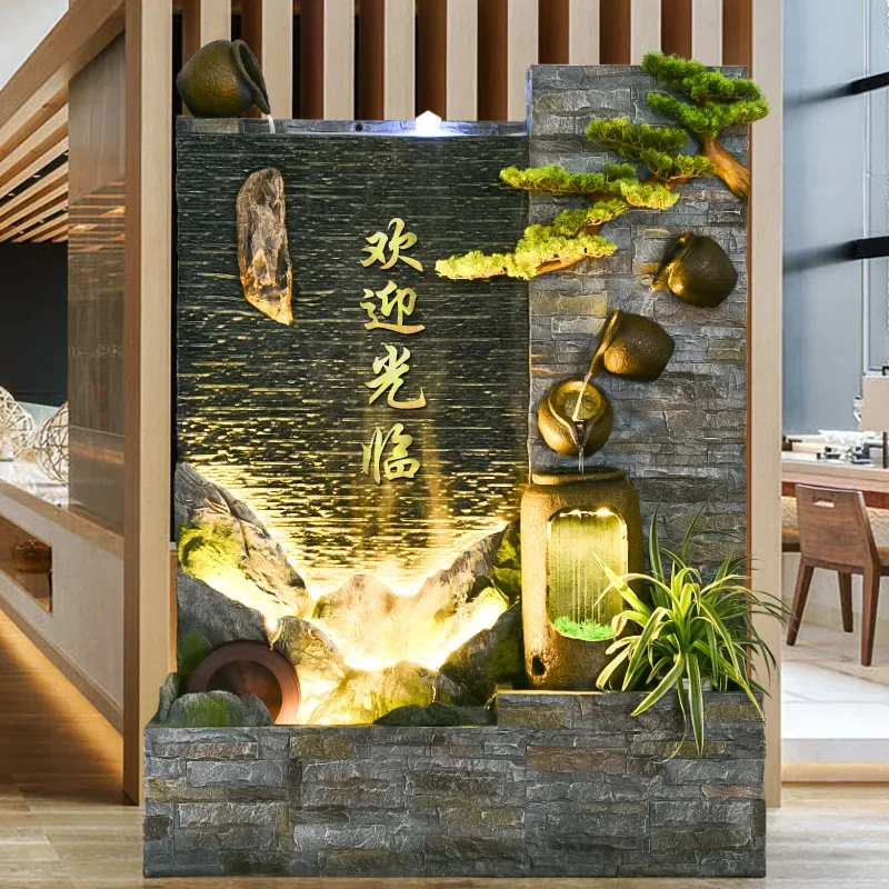 HYS large-scale rockery water curtain wall, flowing fountain ornament
