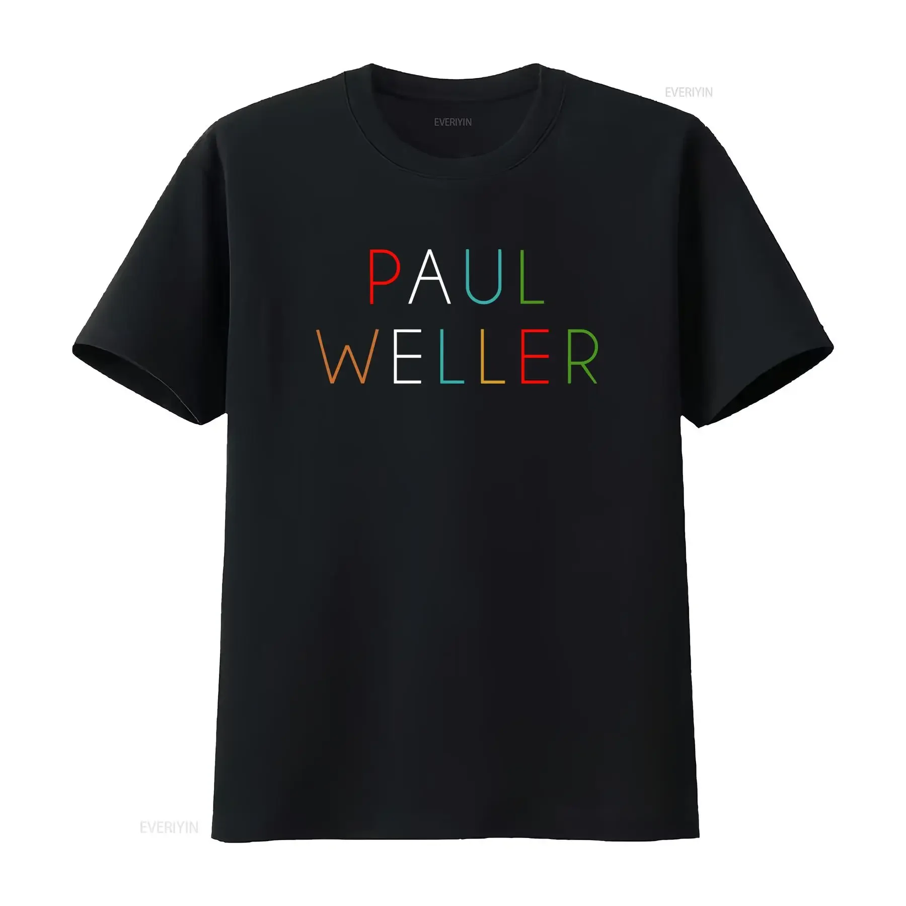 Paul Weller Multicolour Logo T Shirt Black New Fashion  vintage Washed graphic Breathable Soft Comfortable streetwear fashion