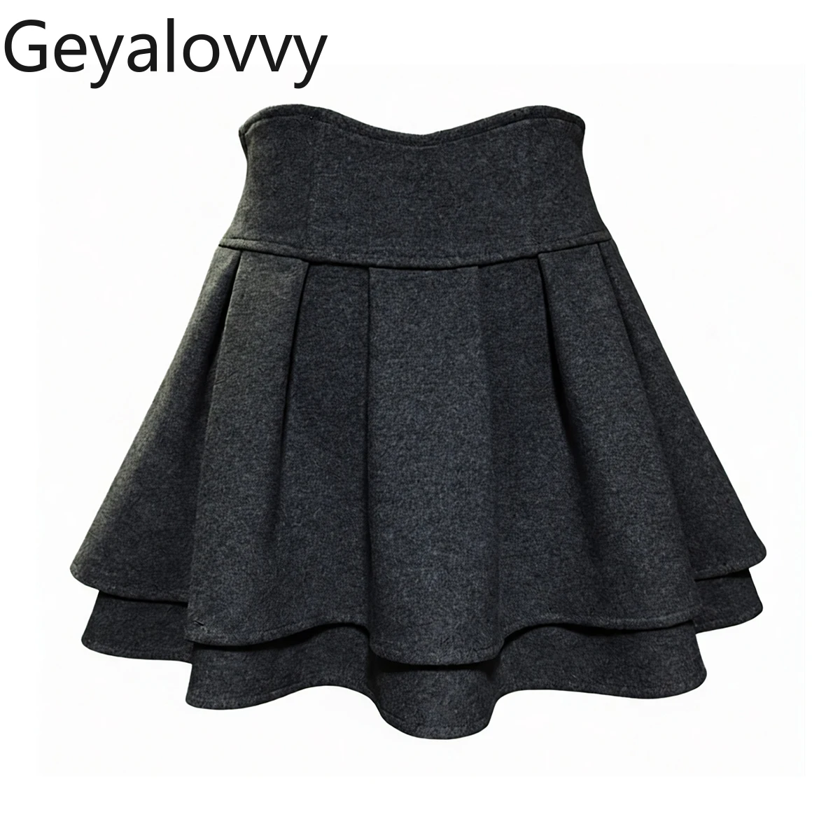 تنورة صوف صغيرة متعددة الاستخدامات على الطراز الياباني للفتيات لخريف وشتاء جديد بخصر عالٍ للتخسيس تنانير قصيرة منتفخة على شكل حرف a #4